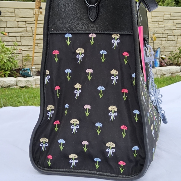 Betsey Johnson Black Floral Tote Bag - Picture 4 of 6